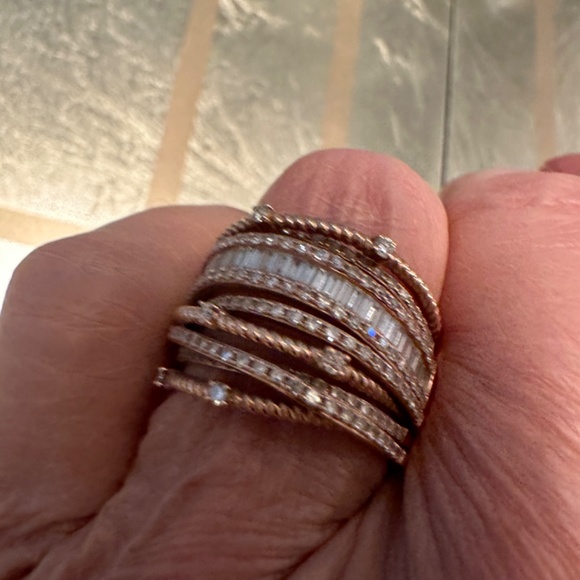 14Kt Rose Gold Diamonds Band Many Layers rings Stacked together! - Picture 7 of 8
